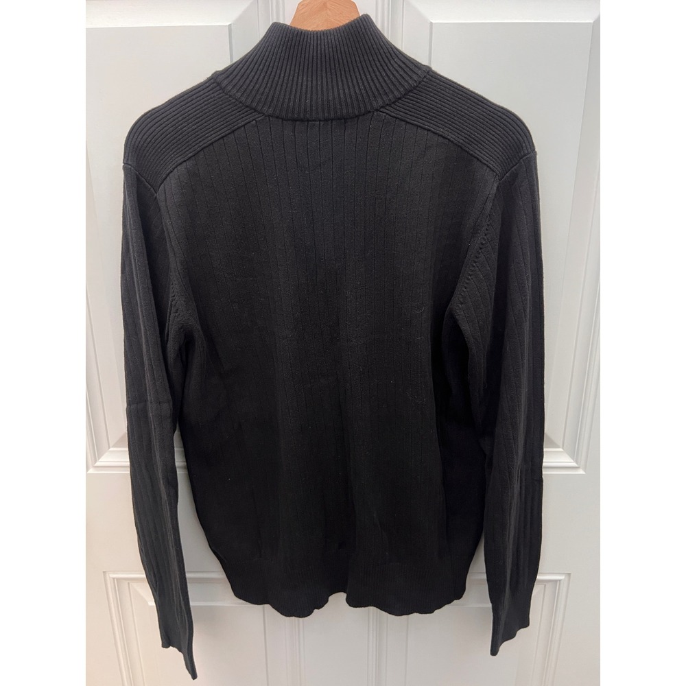 Calvin Klein Jeans Mens Black Ribbed Cotton Quarter Zip Sweater Large CKJ Logo - Picture 8 of 8